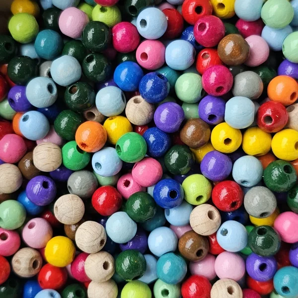 Drewniane perły MIX 8 mm 100 g - PROMOCJA/OFERTA — Kiki-Ena Materiały do majsterkowania Naturalne drewno