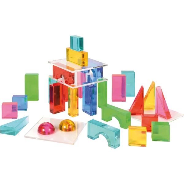 Zestaw 32 klocków geometrycznych akrylowych — Eduplay zabawka edukacyjna przedszkolna