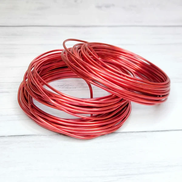 Drut do rękodzieła aluminiowy Ø 2 mm • 1 metr • czerwony — Kiki-Ena materiały do rękodzieła naturalne drewno