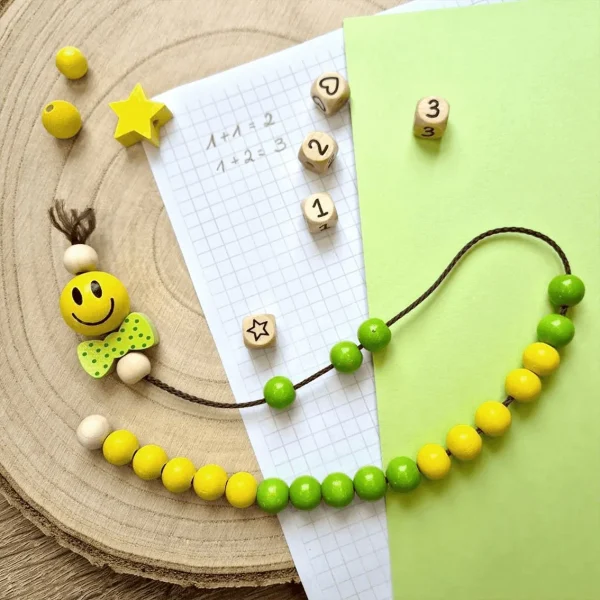 Zestaw rzemieślniczy koraliki drewniane - Łańcuch liczący "Smile" — Kiki-Ena Materiały do rękodzieła Drewno naturalne