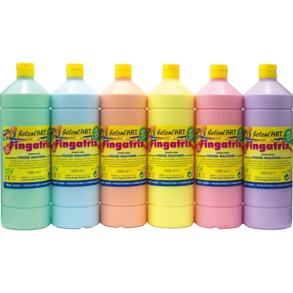 belcolART Fingatrix zestaw pasteli 6 x 1000ml 6 kolorów — Eduplay zabawka pedagogiczna przedszkole