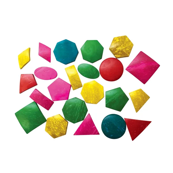 Kształty geometryczne z muszli kokosowych kolorowe zestaw 22 sztuki — Eduplay zabawka edukacyjna przedszkolna