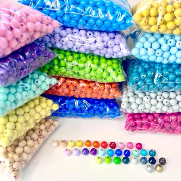 Opakowanie maxi • Koraliki drewniane 8mm • 500 szt. — Kiki-Ena Materiały artystyczne Naturalne drewno