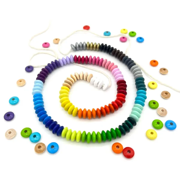 Perły soczewkowate drewniane 10 mm • 50 sztuk — Kiki-Ena Materiały do tworzenia z naturalnego drewna