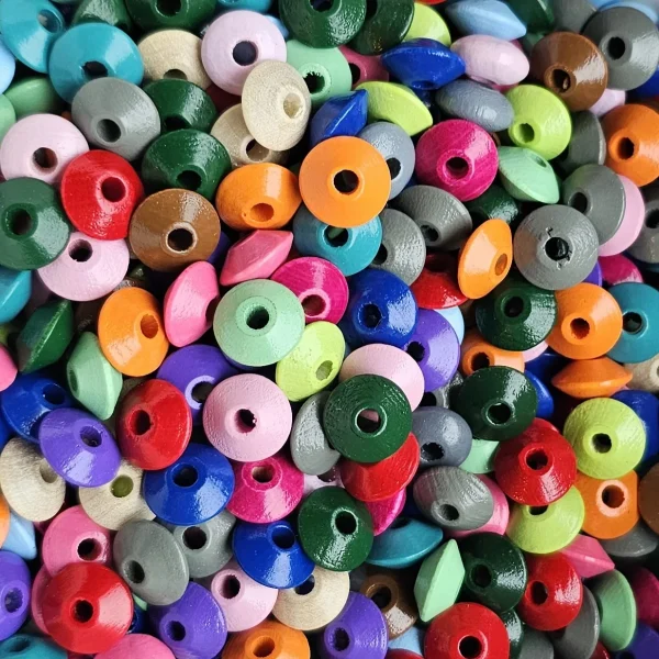Mix soczewic drewnianych 10mm • 100g • PROMOCJA — Kiki-Ena Naturalne materiały do tworzenia