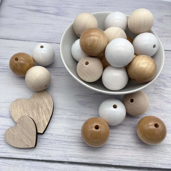 Perła drewniana 40 mm — Kiki-Ena Materiały do rękodzieła Naturalne drewno