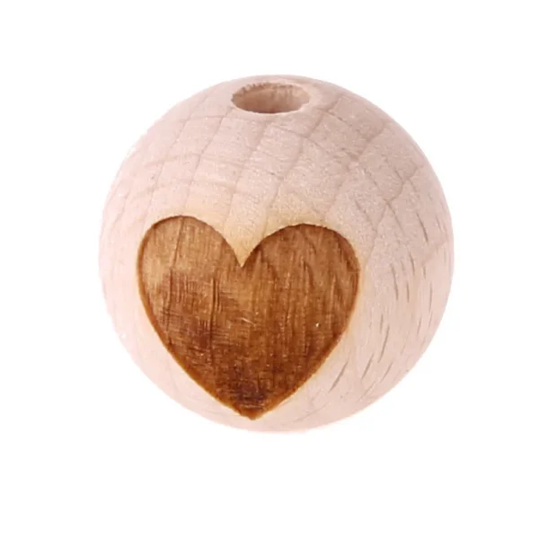 Drewniany koralik Serce 20 mm — Kiki-Ena Naturalne materiały do tworzenia