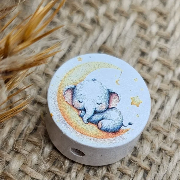 Drewniana perła "śpiący słoń" tarcza — Kiki-Ena materiały do rękodzieła drewno naturalne