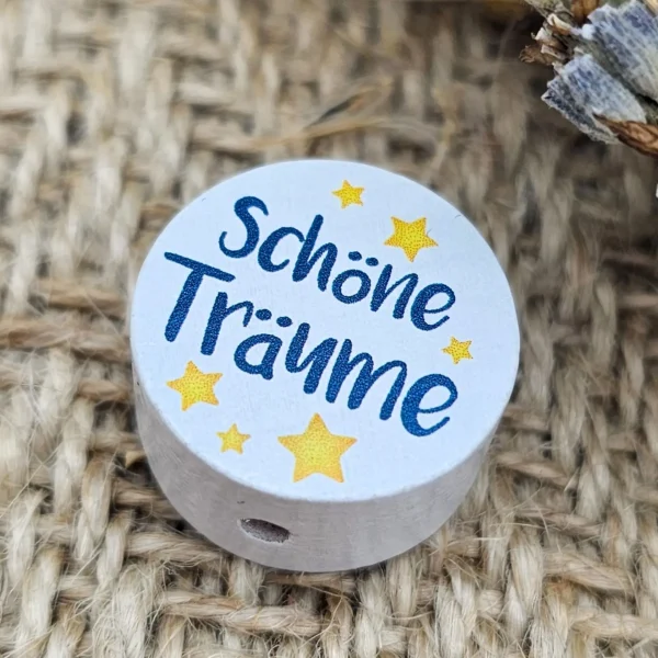 Perła drewniana "Piękne sny" Dysk — Kiki-Ena Materiały rzemieślnicze Naturalne drewno