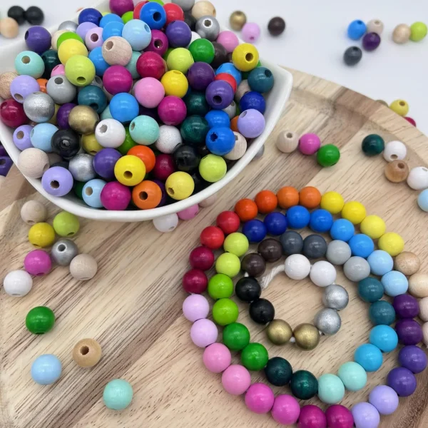 Koraliki drewniane 10mm • 50 sztuk — Kiki-Ena Materiały do tworzenia Drewno naturalne