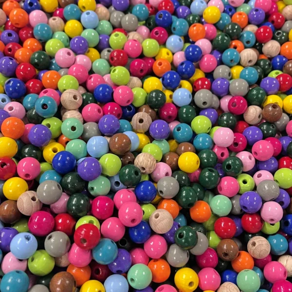 Mix koralików drewnianych • 10mm • 100g • PROMOCJA/OFERTA — Kiki-Ena Materiały do tworzenia Drewno naturalne