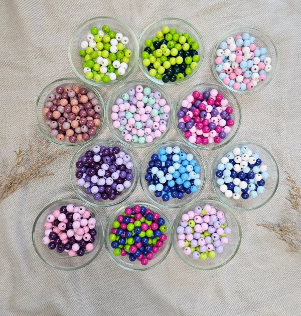 Mix koralików drewnianych 10mm • 50 sztuk — Kiki-Ena Materiały do rękodzieła Naturalne drewno