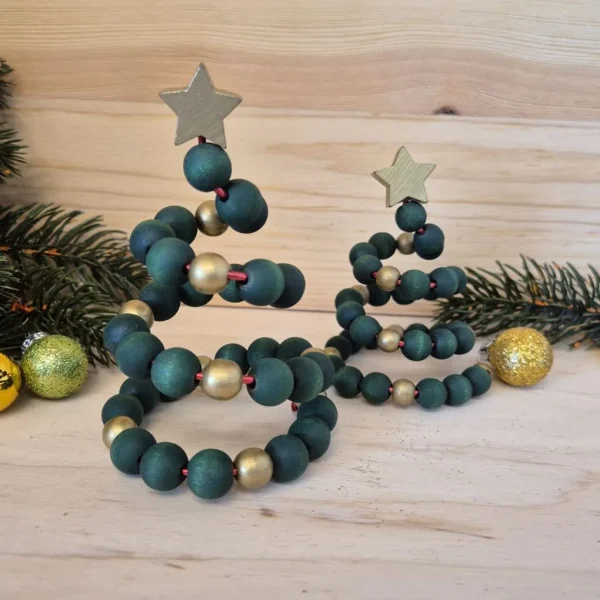 Drewniane Koraliki Choinki Twist • Zestaw do Rękodzieła — Kiki-Ena Materiały do rękodzieła Naturalne drewno