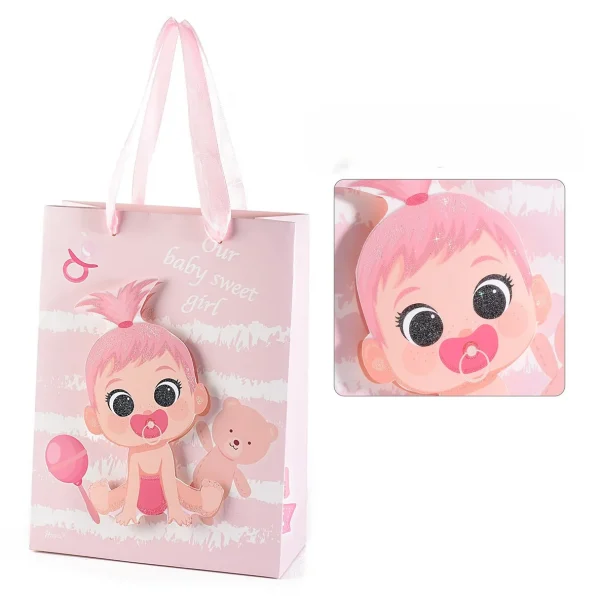 Mała torebka upominkowa z motywem 3D Baby - różowy — Kiki-Ena Materiały rzemiosła Naturalne drewno