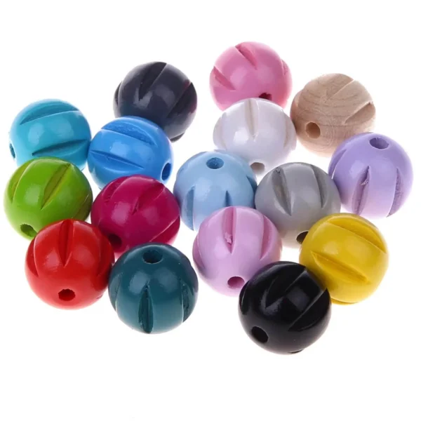 Perły rowkowane 14 mm • 10 sztuk — Kiki-Ena Materiały do tworzenia z naturalnego drewna