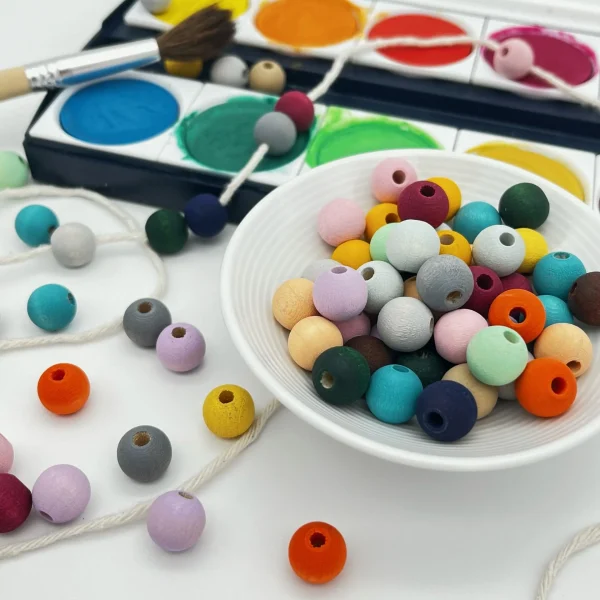 Maxi-Pack • Watercolors Koraliki drewniane 10mm • 500 szt. — Kiki-Ena Materiały artystyczne Naturalne drewno