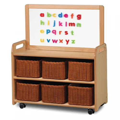 Mobilna jednostka z magnetyczną płytą whiteboard i 6 koszykami — Millhouse Zabawki Edukacyjne Szkoła