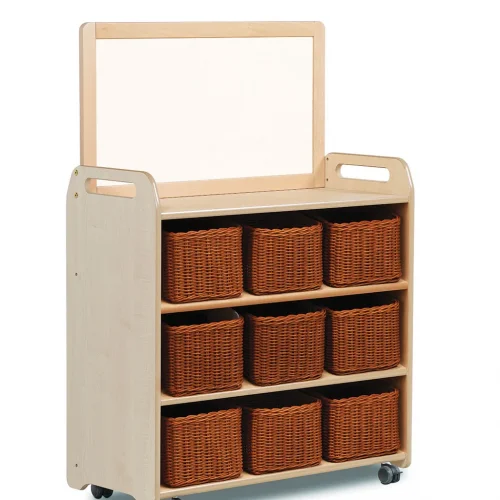Mobilny system regałowy z magnetyczną płytą whiteboard i 9 koszykami — Millhouse Zabawki Edukacyjne Szkoła
