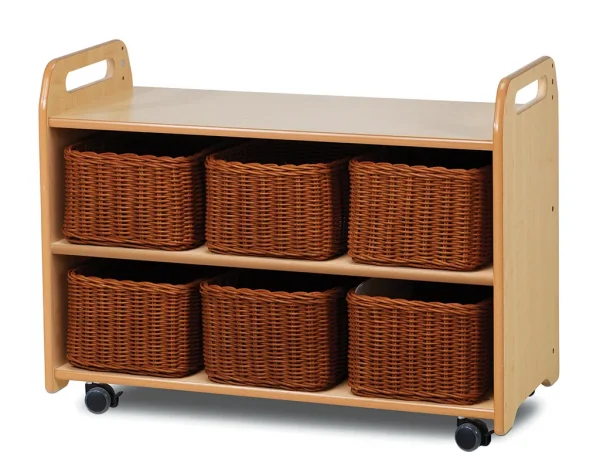 Mobilny system regałowy z witryną, lustrzanym panelem tylnym i 6 koszykami — Millhouse Edukacyjne zabawki szkoła