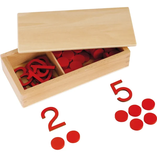 Montessori Cyfry i Żetony w Drewnianym Pudełku — Eduplay zabawka edukacyjna do przedszkola