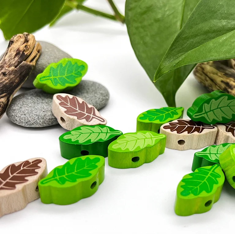 Perła ozdobna Liść — Kiki-Ena Materiały do rękodzieła Naturalne drewno