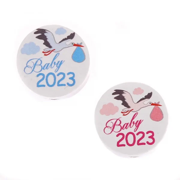 Perełka ozdobna Tarcza Baby 2023 — Kiki-Ena Materiały plastyczne Drewno naturalne