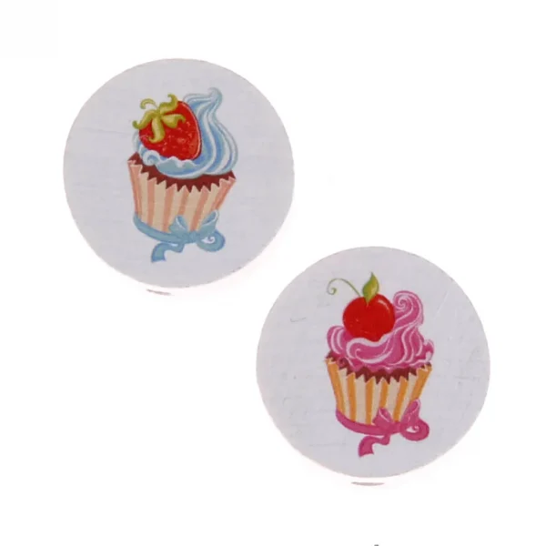 Perłka dysk cupcake — Kiki-Ena Materiały do rękodzieła z naturalnego drewna