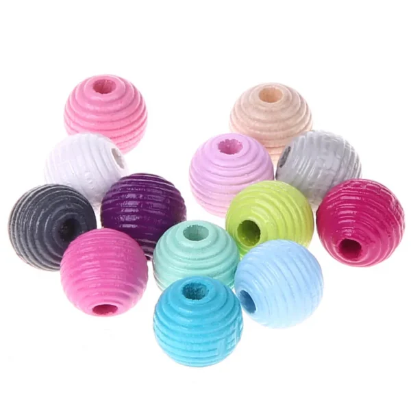 Koraliki Rowkowane 10mm • 25 Sztuk — Kiki-Ena Materiały do Rękodzieła Naturalne Drewno