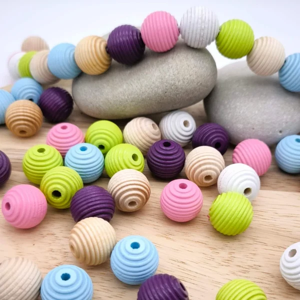 Perły żłobkowane 18mm • 10 szt. — Kiki-Ena Materiały do tworzenia Naturalne drewno
