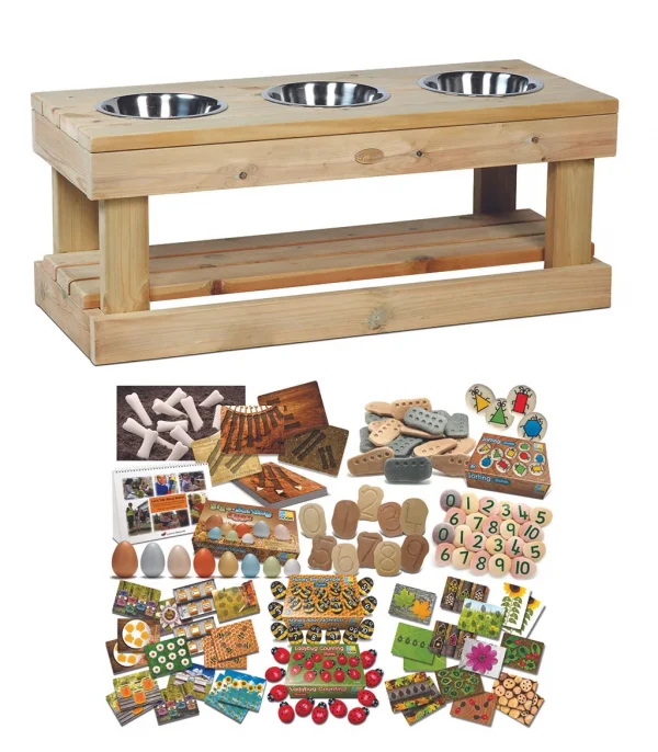 Stacja sensoryczna (3 stacje) plus Outdoor-Mathe-Set PT1144 — Millhouse Zabawki edukacyjne Szkoła