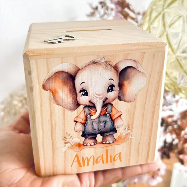Skarbonka "Elefant" — Kiki-Ena Materiały do rękodzieła Drewno naturalne