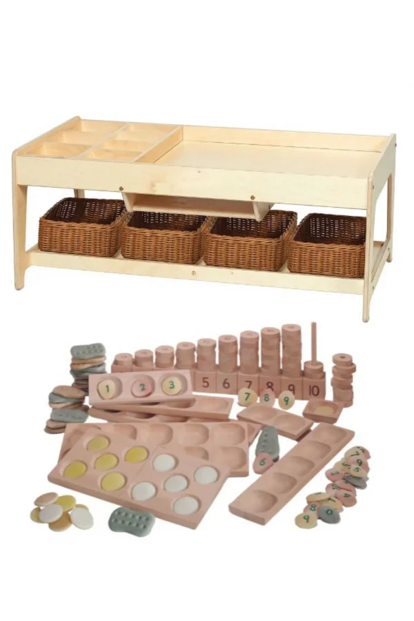 Stół do badań i 4 koszyki + PT1145 Indoor-Mathe-Set — Millhouse Zabawki edukacyjne Szkoła