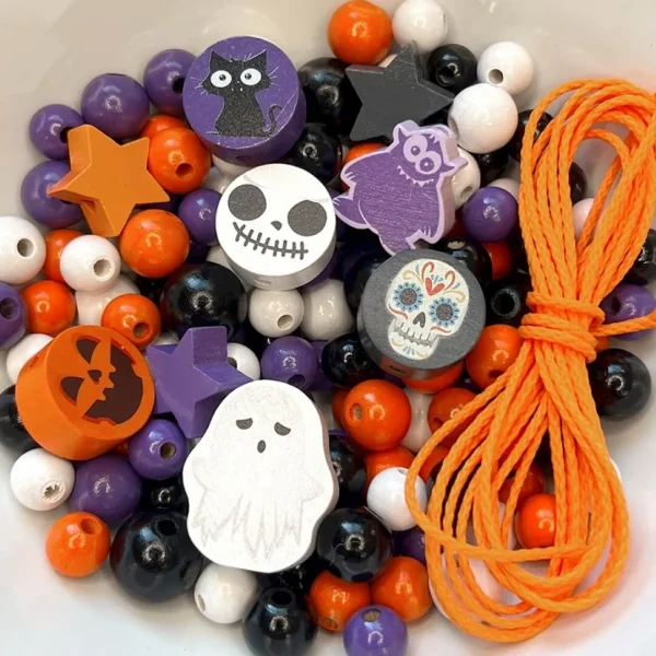 Słodycze albo psikusy! - Mieszanka koralików Halloween — Kiki-Ena Artykuły do rękodzieła Naturalne drewno