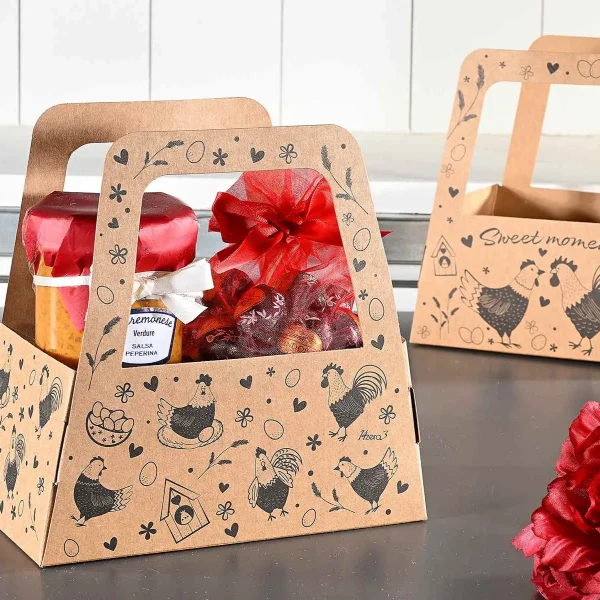 Torba z papieru rzemieślniczego z motywem kurczaków — Kiki-Ena Materiały artystyczne Naturalne drewno